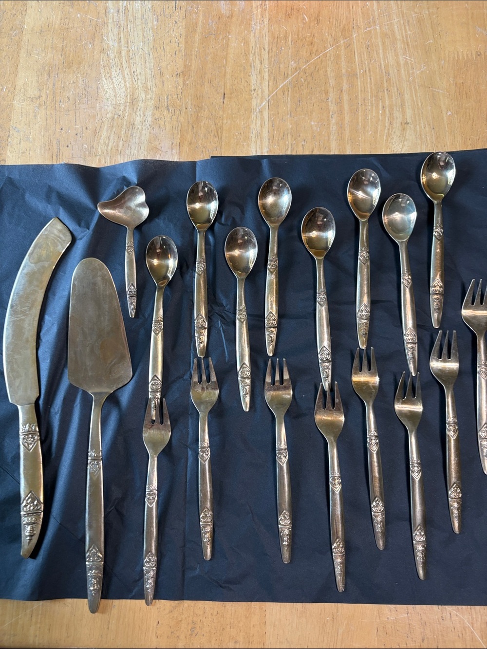 Vintage Thailand Bronze Silverware set
